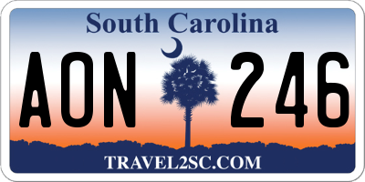 SC license plate AON246