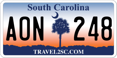 SC license plate AON248