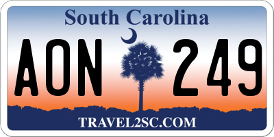 SC license plate AON249