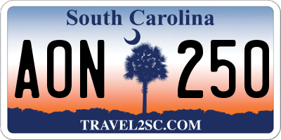 SC license plate AON250