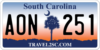 SC license plate AON251