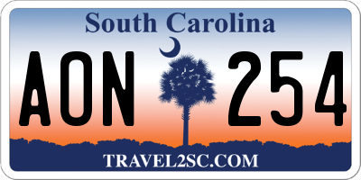 SC license plate AON254