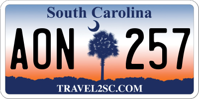 SC license plate AON257