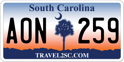 SC license plate AON259