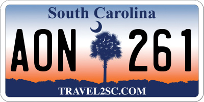 SC license plate AON261