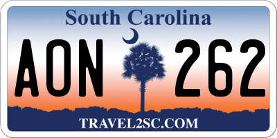 SC license plate AON262