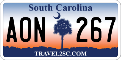 SC license plate AON267