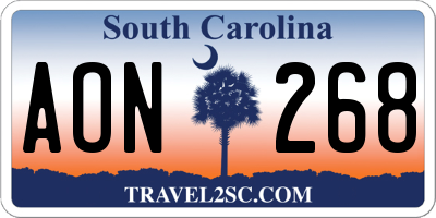 SC license plate AON268