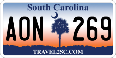 SC license plate AON269
