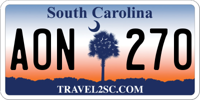 SC license plate AON270