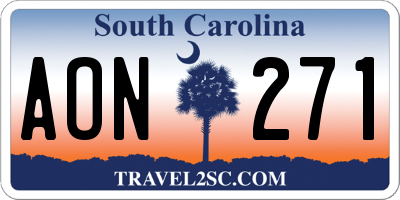 SC license plate AON271