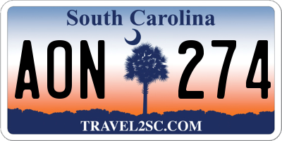 SC license plate AON274