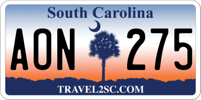 SC license plate AON275