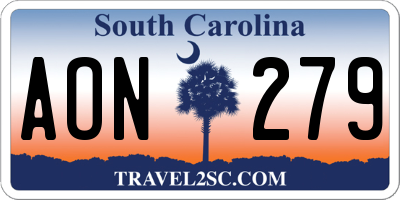 SC license plate AON279