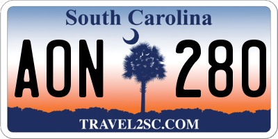 SC license plate AON280
