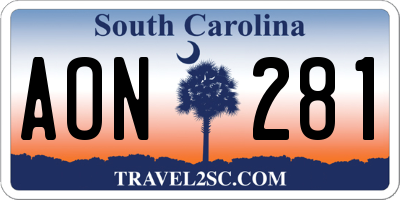 SC license plate AON281