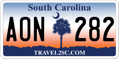 SC license plate AON282