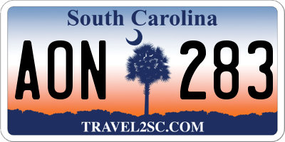 SC license plate AON283