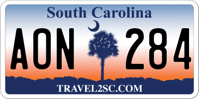 SC license plate AON284