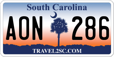 SC license plate AON286