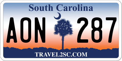 SC license plate AON287
