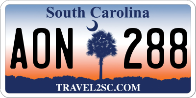 SC license plate AON288