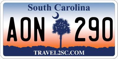 SC license plate AON290