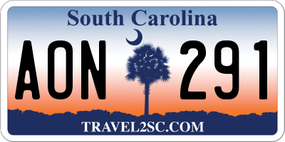 SC license plate AON291