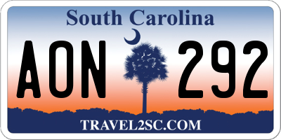 SC license plate AON292