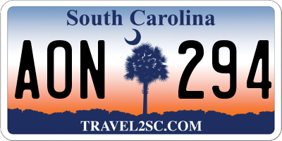 SC license plate AON294