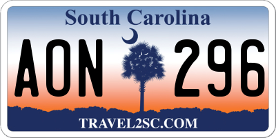 SC license plate AON296