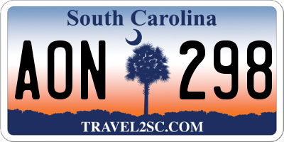 SC license plate AON298