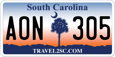 SC license plate AON305