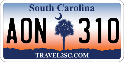 SC license plate AON310