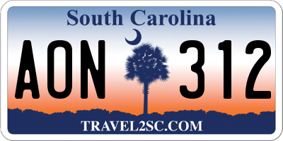 SC license plate AON312