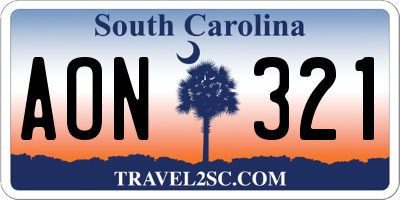 SC license plate AON321