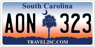 SC license plate AON323