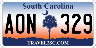 SC license plate AON329