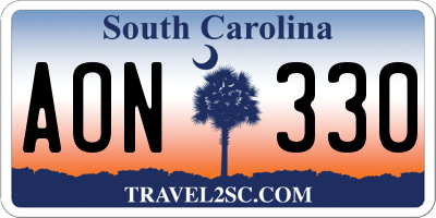 SC license plate AON330