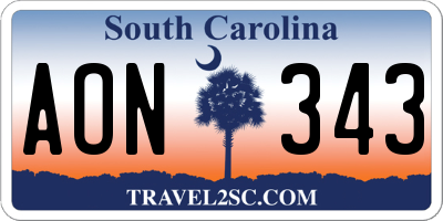 SC license plate AON343