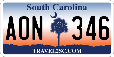 SC license plate AON346
