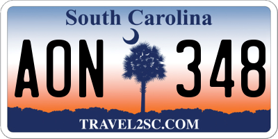 SC license plate AON348