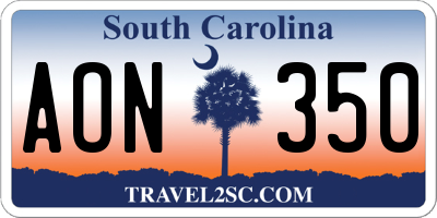 SC license plate AON350