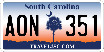 SC license plate AON351