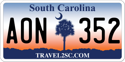 SC license plate AON352