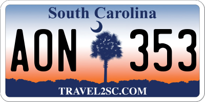 SC license plate AON353