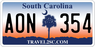 SC license plate AON354
