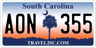 SC license plate AON355