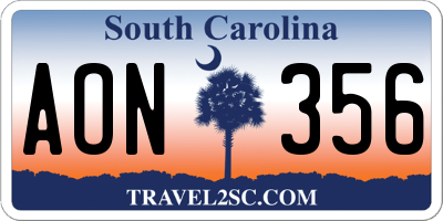 SC license plate AON356