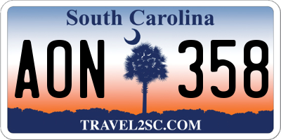 SC license plate AON358